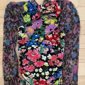 Pink and Yellow Long Sleeve Bodycon Cocktail Dress